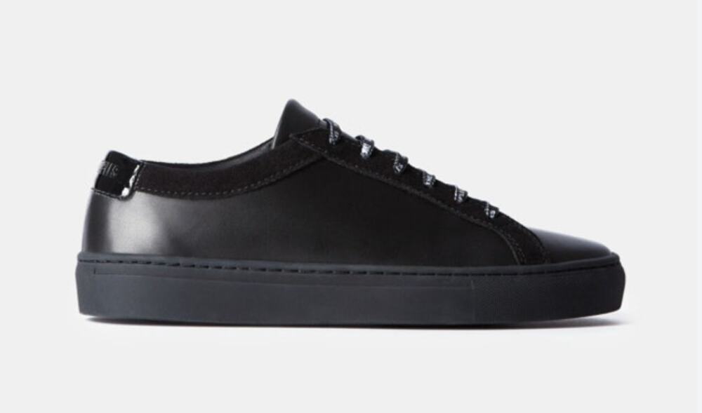 The Kooples Black Sneakers Unisex Leather Vinyl Size 7.5 US 38 EU NIB Low Tops